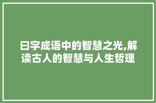 曰字成语中的智慧之光,解读古人的智慧与人生哲理