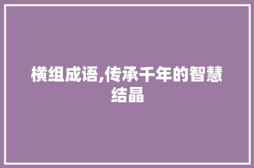 横组成语,传承千年的智慧结晶 合同协议