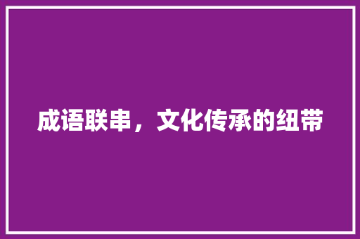 成语联串，文化传承的纽带