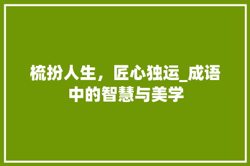 梳扮人生，匠心独运_成语中的智慧与美学