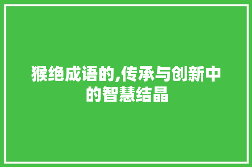 猴绝成语的,传承与创新中的智慧结晶 合同协议