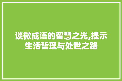 谈微成语的智慧之光,提示生活哲理与处世之路 范文参考