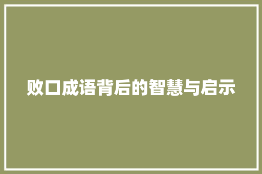 败口成语背后的智慧与启示 范文参考