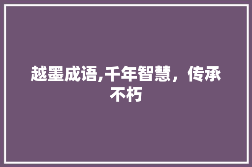 越墨成语,千年智慧，传承不朽 范文资源
