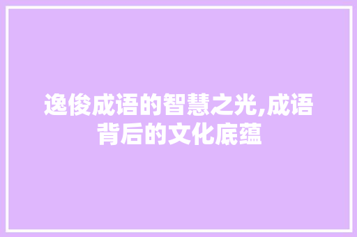 逸俊成语的智慧之光,成语背后的文化底蕴 合同协议