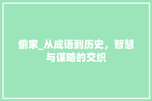 偷家_从成语到历史，智慧与谋略的交织 优秀范文
