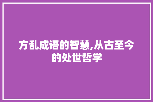 方乱成语的智慧,从古至今的处世哲学 商业计划书范文