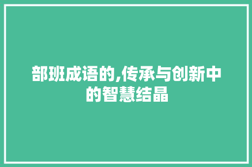 部班成语的,传承与创新中的智慧结晶