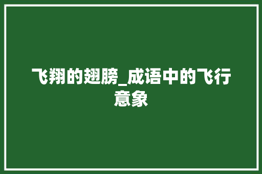 飞翔的翅膀_成语中的飞行意象