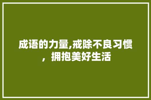 成语的力量,戒除不良习惯，拥抱美好生活 范文参考