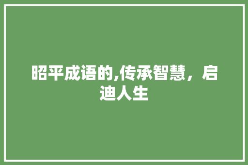 昭平成语的,传承智慧，启迪人生