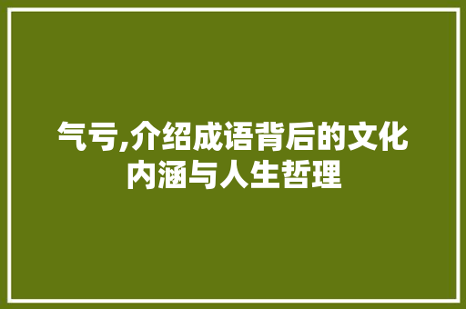 气亏,介绍成语背后的文化内涵与人生哲理 优秀范文