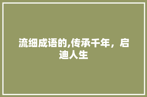 流细成语的,传承千年，启迪人生 范文参考