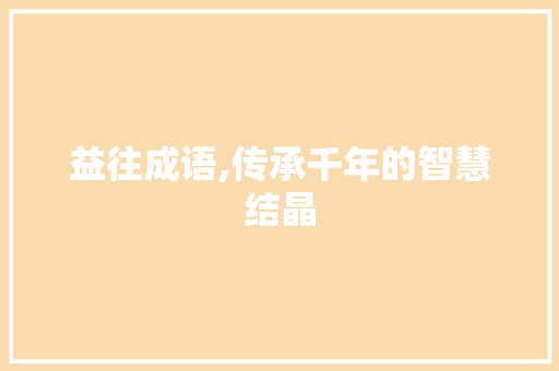 益往成语,传承千年的智慧结晶