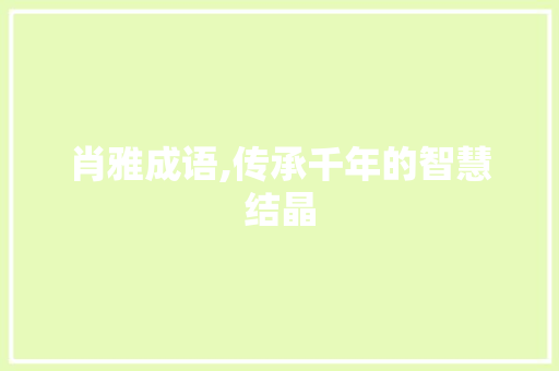 肖雅成语,传承千年的智慧结晶