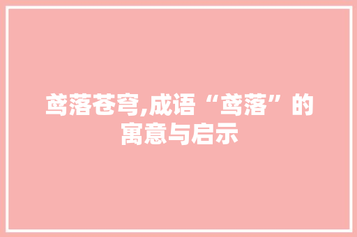 鸢落苍穹,成语“鸢落”的寓意与启示
