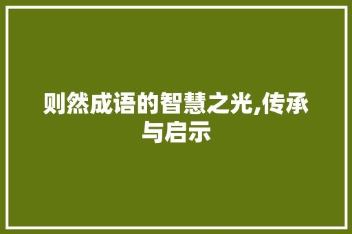 则然成语的智慧之光,传承与启示