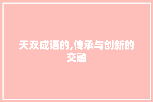天双成语的,传承与创新的交融 商业计划书范文