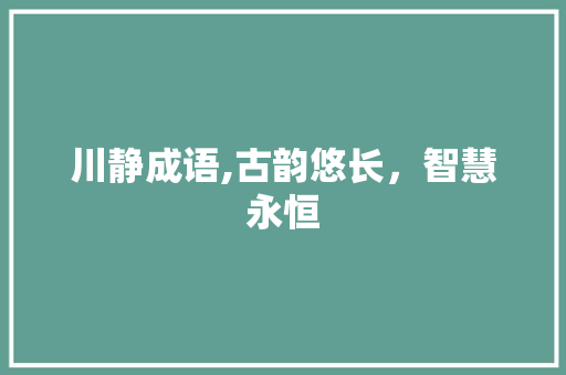 川静成语,古韵悠长，智慧永恒