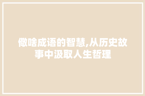 儆啥成语的智慧,从历史故事中汲取人生哲理