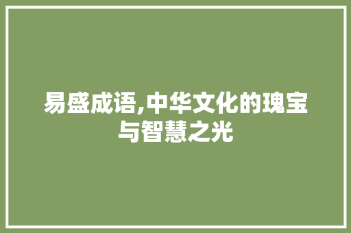 易盛成语,中华文化的瑰宝与智慧之光