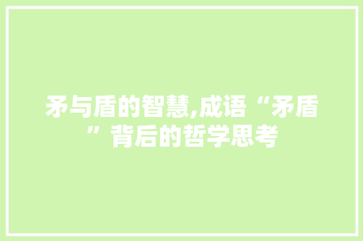 矛与盾的智慧,成语“矛盾”背后的哲学思考 范文宝典