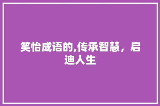 笑怡成语的,传承智慧，启迪人生 职场应用