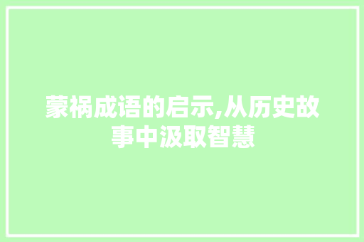 蒙祸成语的启示,从历史故事中汲取智慧 范文参考