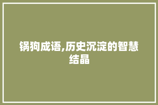 锅狗成语,历史沉淀的智慧结晶 职场应用