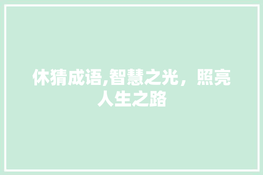 休猜成语,智慧之光，照亮人生之路