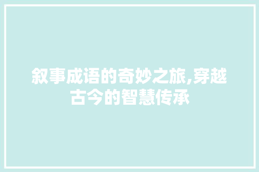 叙事成语的奇妙之旅,穿越古今的智慧传承
