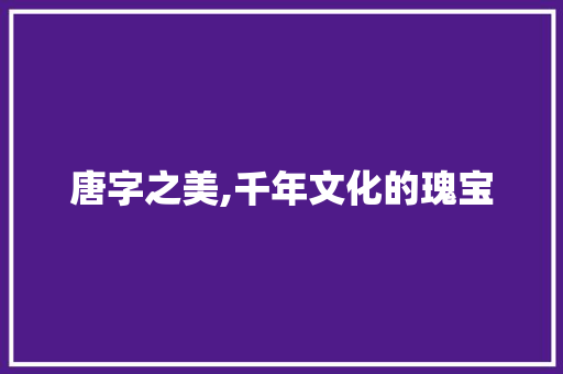 唐字之美,千年文化的瑰宝 范文之家