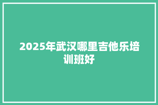 2025年武汉哪里吉他乐培训班好