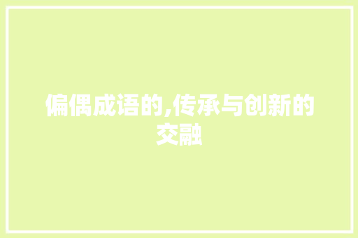 偏偶成语的,传承与创新的交融