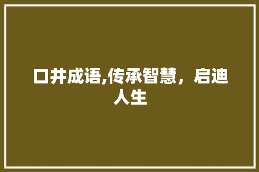 口井成语,传承智慧，启迪人生 优秀范文