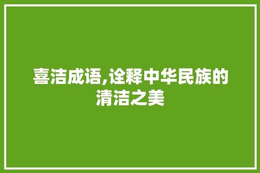 喜洁成语,诠释中华民族的清洁之美