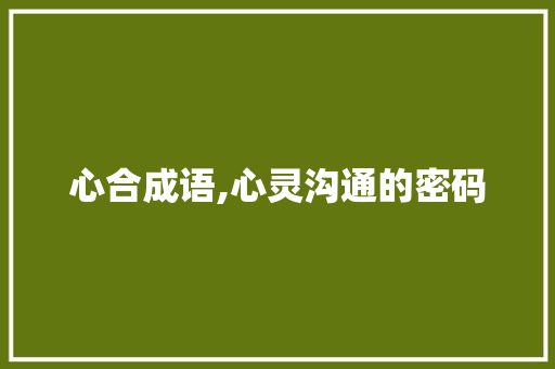 心合成语,心灵沟通的密码 范文资源