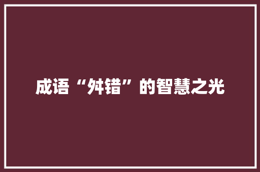 成语“舛错”的智慧之光 优秀范文