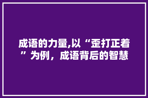 成语的力量,以“歪打正着”为例，成语背后的智慧