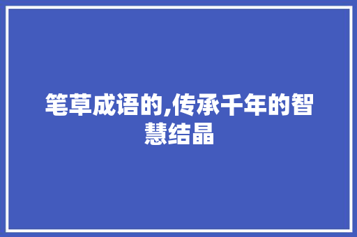 笔草成语的,传承千年的智慧结晶