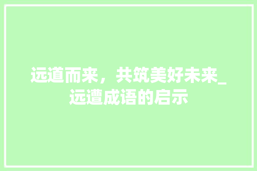 远道而来，共筑美好未来_远遭成语的启示