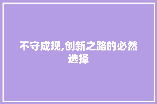 不守成规,创新之路的必然选择