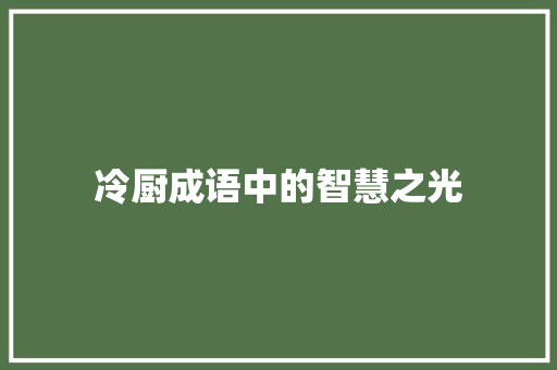 冷厨成语中的智慧之光