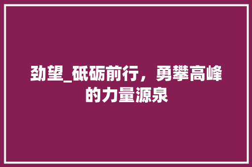 劲望_砥砺前行，勇攀高峰的力量源泉