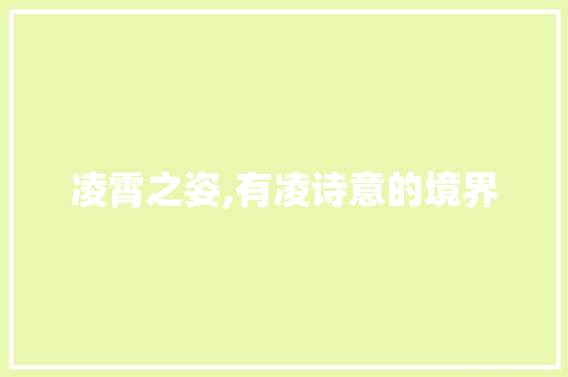 凌霄之姿,有凌诗意的境界
