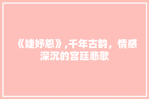 《婕妤怨》,千年古韵，情感深沉的宫廷悲歌
