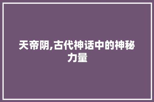天帝阴,古代神话中的神秘力量 范文参考