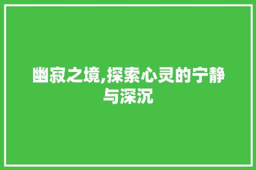幽寂之境,探索心灵的宁静与深沉