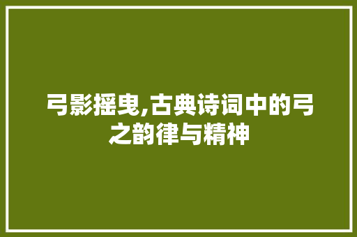 弓影摇曳,古典诗词中的弓之韵律与精神