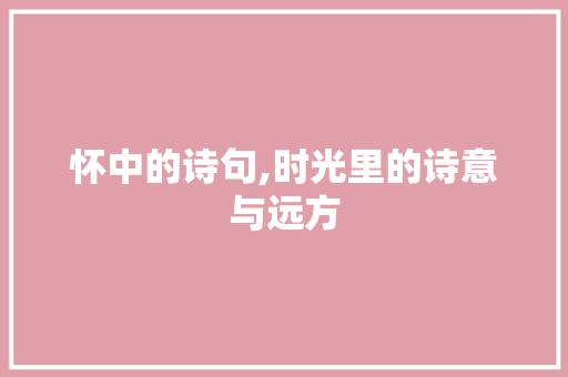 怀中的诗句,时光里的诗意与远方